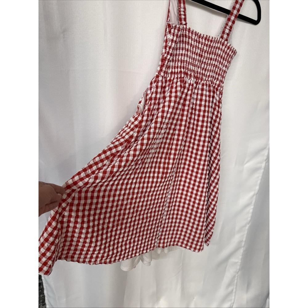 Jessica Simpson Red Gingham Midi Dress Sz S Cottagecore Picnic Milkmaid Sundress - Picture 8 of 13